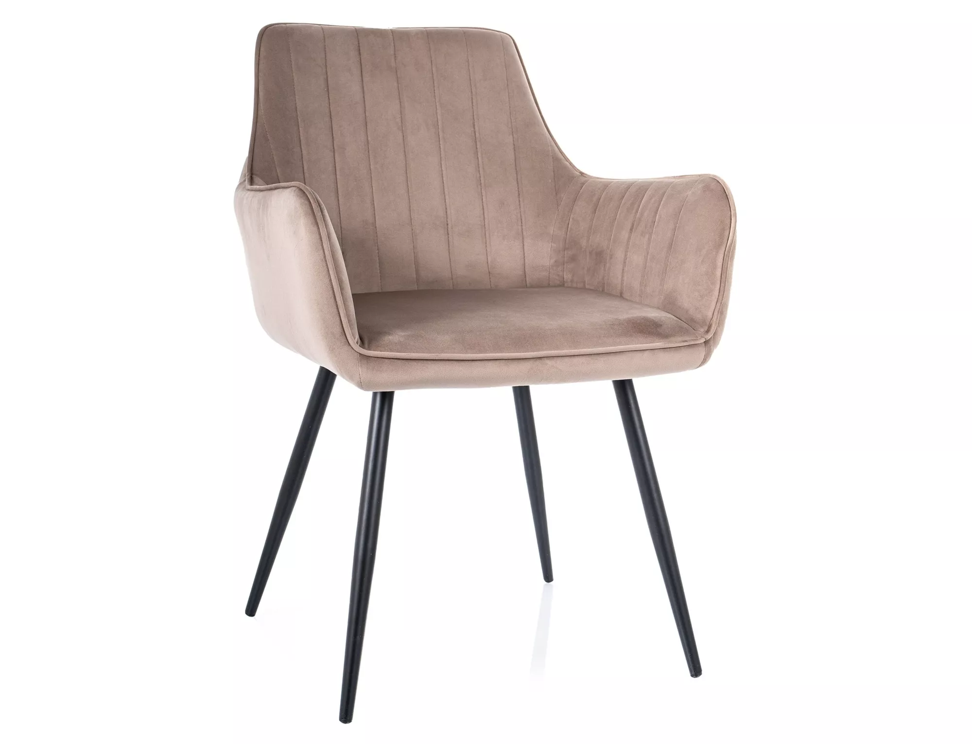 Chaise de restaurant Bistro Silvia tissu velours beige avec accoudoirs 